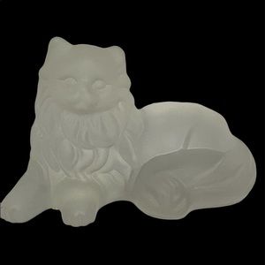 Lenox Frosted Full Lead Crystal Longhair Persian Cat Figurine: Made 1996 Germany